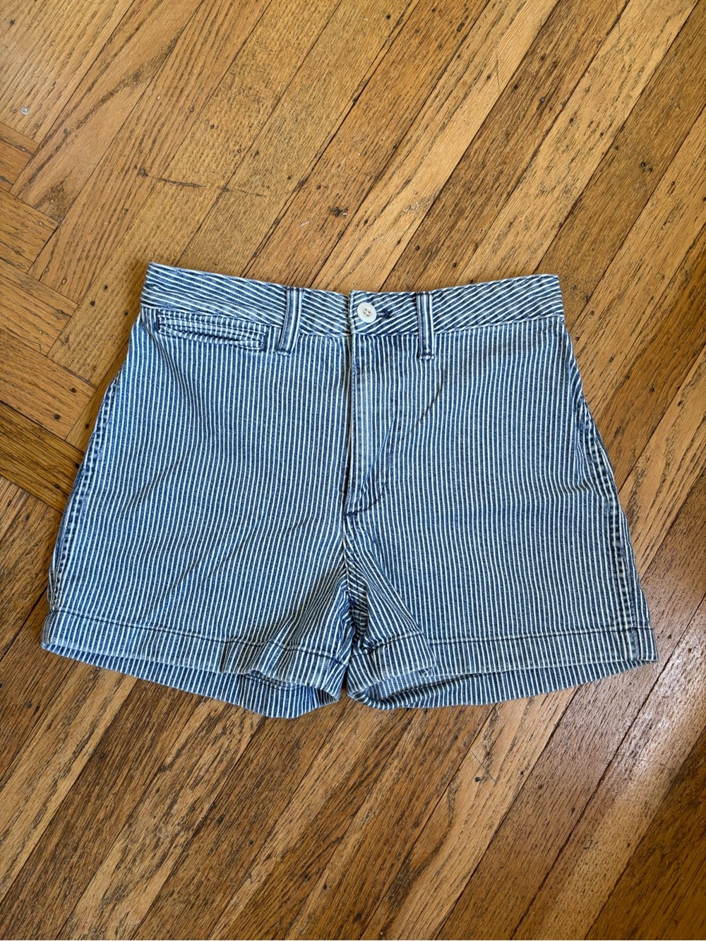 Madewell Hickory Stripe High Rise Shorts